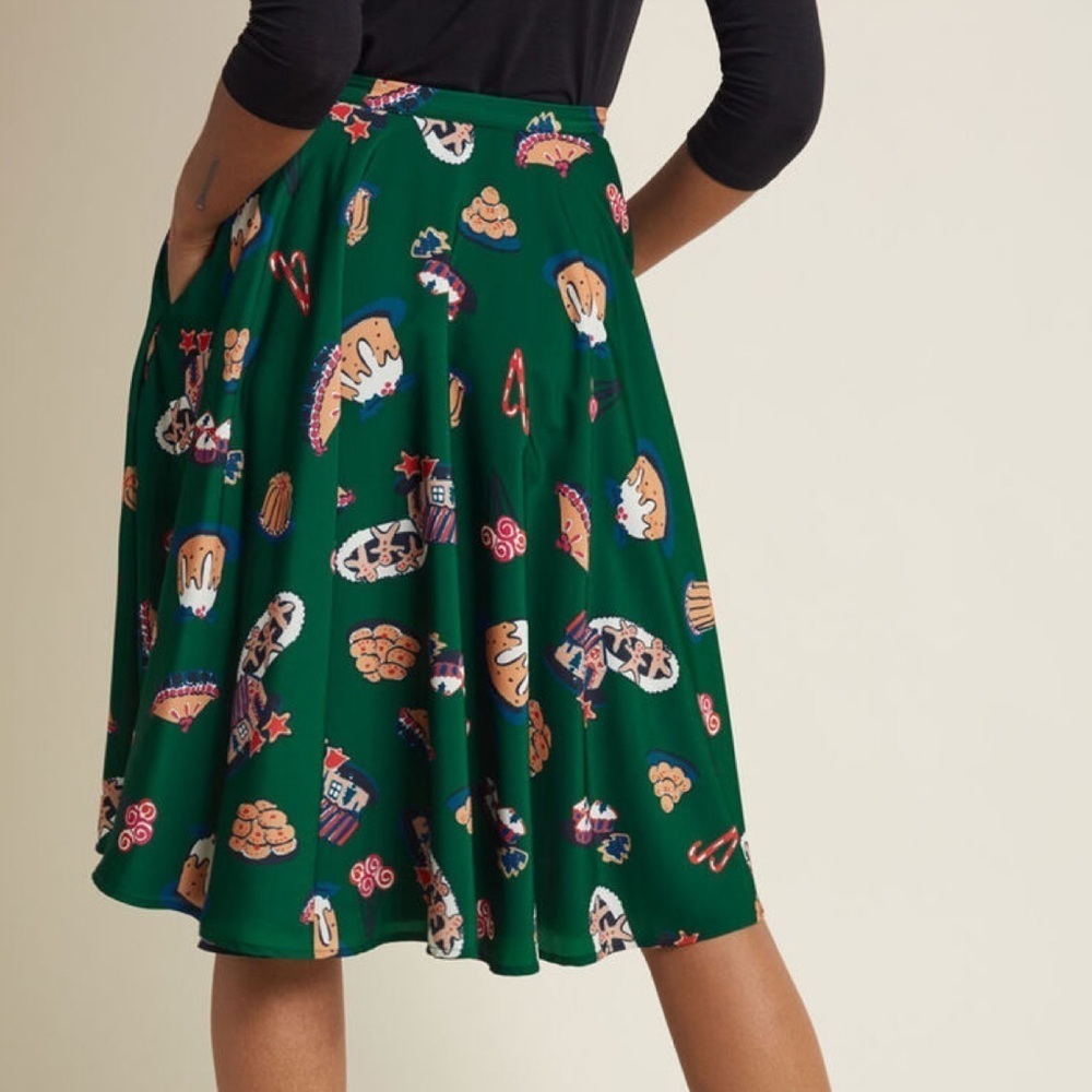 ModCloth holiday Christmas dessert midi skirt nwot - Picture 2 of 4